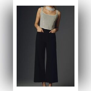 The Colette Cropped Wide-Leg Pants by Maeve. Black